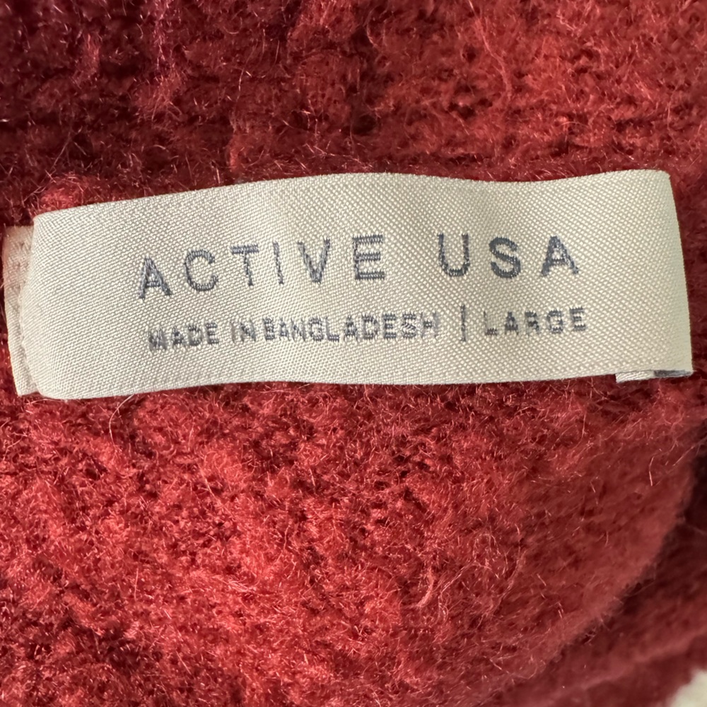 Striped Burgundy Open-Front Sweater Large - Picture 3 of 4